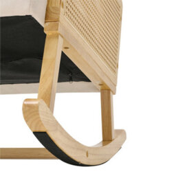 Thehotsale Beige Linen Wooden Rocking Chair With Wood Frame Upholstered Recliner Armchair Rocker Lounge Chair - thumbnail 7
