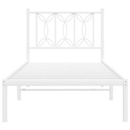 Berkfield Metal Bed Frame Without Mattress With Headboard White 80X200Cm - thumbnail 4