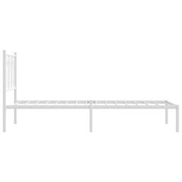 Berkfield Metal Bed Frame Without Mattress With Headboard White 80X200Cm - thumbnail 5