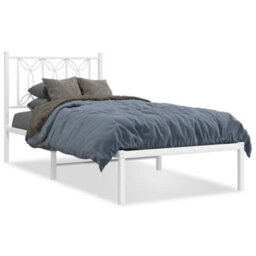 Berkfield Metal Bed Frame Without Mattress With Headboard White 80X200Cm - thumbnail 2