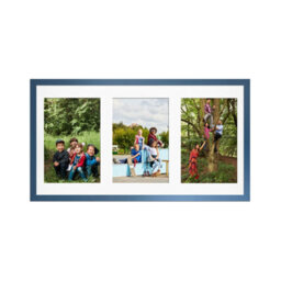 AK Frames 40X20Cm Navy Blue Sleek Multi Photo Frame With White Mount - Holds 3 Apertures (3X) 6X4 Photos - thumbnail 1