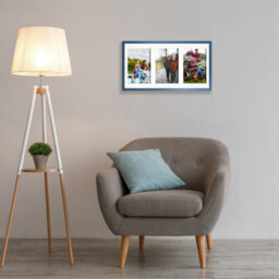 AK Frames 40X20Cm Navy Blue Sleek Multi Photo Frame With White Mount - Holds 3 Apertures (3X) 6X4 Photos - thumbnail 3