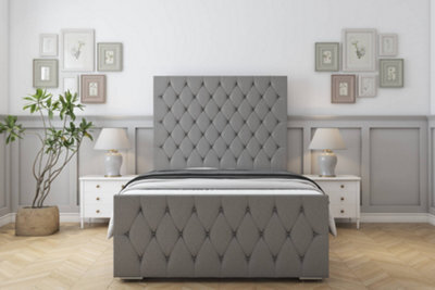 "Sloomy Watson Pewter Dumfries Bed Frame With 50"" Upholstered Headboard 3' Single" - image 1