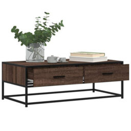 Berkfield Coffee Table Brown Oak 100X50X35 Cm Engineered Wood And Metal - thumbnail 4
