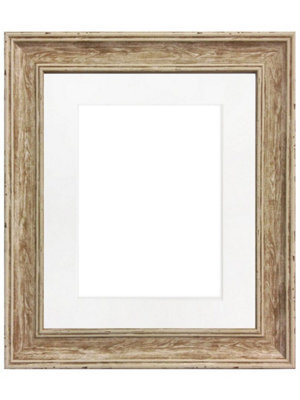Frames By Post Scandi Distressed Wood Frame With White Mount For Image Size 10 X 4 Inch - image 1