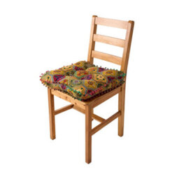 Thehotsale Yellow Romantic Turkish-Style Faux Linen Double-Sided Chair Cushion With Pom-Poms, 40Cm (W) X 40Cm (D) X 8Cm (H) - thumbnail 8