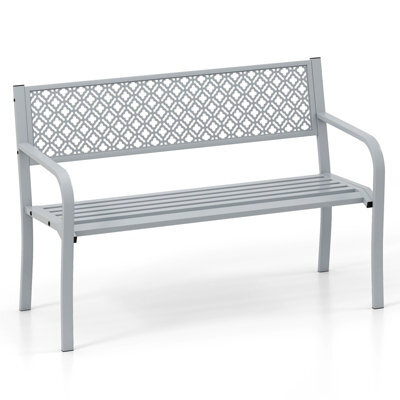 Gainoom 127Cm Gray Outdoor Garden Bench Metal Patio Bench - image 1