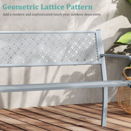 Gainoom 127Cm Gray Outdoor Garden Bench Metal Patio Bench - thumbnail 8
