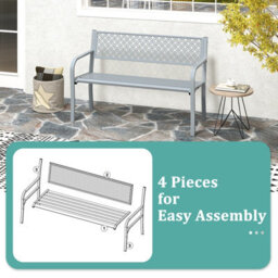 Gainoom 127Cm Gray Outdoor Garden Bench Metal Patio Bench - thumbnail 9
