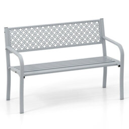 Gainoom 127Cm Gray Outdoor Garden Bench Metal Patio Bench - thumbnail 1