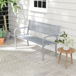 Gainoom 127Cm Gray Outdoor Garden Bench Metal Patio Bench - thumbnail 4
