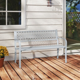 Gainoom 127Cm Gray Outdoor Garden Bench Metal Patio Bench - thumbnail 5