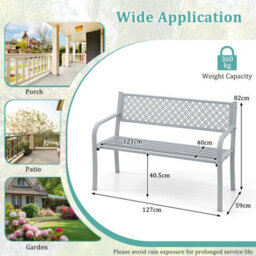 Gainoom 127Cm Gray Outdoor Garden Bench Metal Patio Bench - thumbnail 2