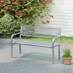 Gainoom 127Cm Gray Outdoor Garden Bench Metal Patio Bench - thumbnail 3
