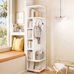 1.8M Stylish Triangle Corner Cupboard 6Tier Wooden Bookcase Cabinet - thumbnail 3