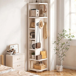 1.8M Stylish Triangle Corner Cupboard 6Tier Wooden Bookcase Cabinet - thumbnail 4