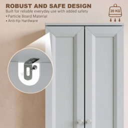 Homcom Narrow Bathroom Cabinet, Slim Storage Cabinet, Light Blue - thumbnail 7