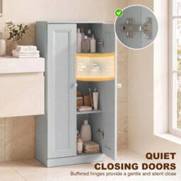 Homcom Narrow Bathroom Cabinet, Slim Storage Cabinet, Light Blue - thumbnail 6