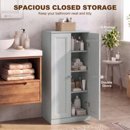 Homcom Narrow Bathroom Cabinet, Slim Storage Cabinet, Light Blue - thumbnail 4