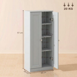 Homcom Narrow Bathroom Cabinet, Slim Storage Cabinet, Light Blue - thumbnail 3