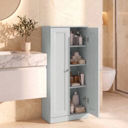 Homcom Narrow Bathroom Cabinet, Slim Storage Cabinet, Light Blue - thumbnail 1