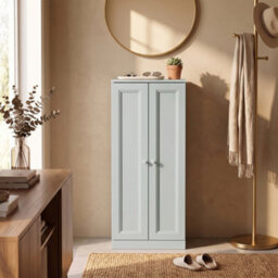Homcom Narrow Bathroom Cabinet, Slim Storage Cabinet, Light Blue - thumbnail 9