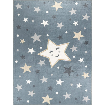Livabliss Lillian-Kids Blue Grey Beige Yellow Washable Rug For Children's Rooms 140 X 200 Cm Easy Care, Non Shedding - image 1
