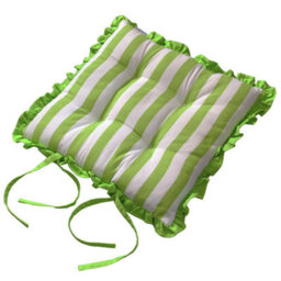 Homescapes Reversible Green Frilled Cushion Seat Pad With Ties Retro Flower - thumbnail 2