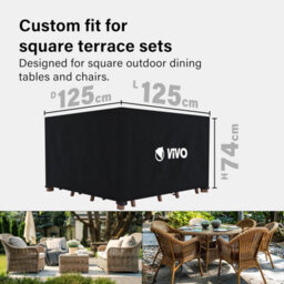 Vivo Garden Furniture Set Covers 125X125X74Cm Rattan Tear Resistant Oxford Fabric 420D - thumbnail 7