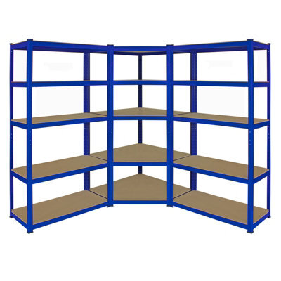 MonsterShop T-Rax Corner Racking Unit & Pack Of 2 Garage Shelving Unit Extra Wide - 5 Tier Heavy Duty Rack For Storage Utility Shelves - image 1