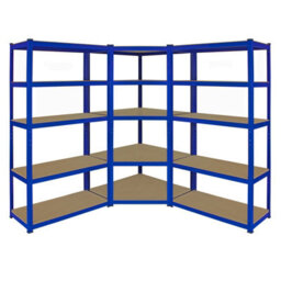 MonsterShop T-Rax Corner Racking Unit & Pack Of 2 Garage Shelving Unit Extra Wide - 5 Tier Heavy Duty Rack For Storage Utility Shelves - thumbnail 1