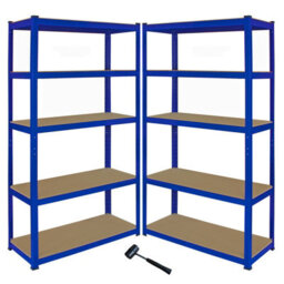 MonsterShop T-Rax Corner Racking Unit & Pack Of 2 Garage Shelving Unit Extra Wide - 5 Tier Heavy Duty Rack For Storage Utility Shelves - thumbnail 2