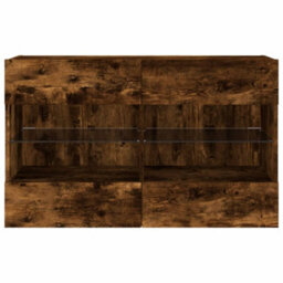 Berkfield Durable Tv Wall Cabinet With Led Lights Smoked Oak 98.5X30X60.5 Cm - thumbnail 7