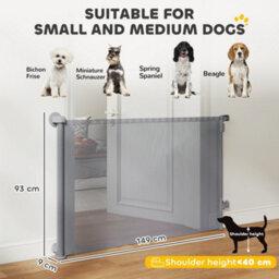 Pawhut Stair Gate For Dogs, Pet Gate, Extends To 140 Cm Wide & 93 Cm Tall - thumbnail 3
