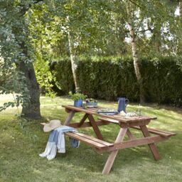 GoodHome Agad Wooden 6 Seater Picnic Bench - thumbnail 5