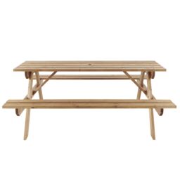 GoodHome Agad Wooden 6 Seater Picnic Bench - thumbnail 2