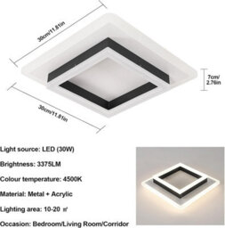 Pheashine Modern Square Led Ceiling Light 30W 4500K Acrylic - thumbnail 4
