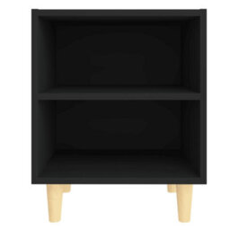 Berkfield Bed Cabinet With Solid Wood Legs Black 40X30X50 Cm - thumbnail 4