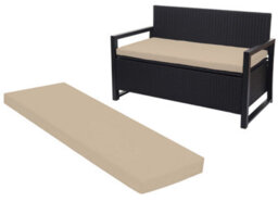 Crescent Waterproof Garden Bench Cushion Cream 2 Seater Outdoor Patio Seat Pad