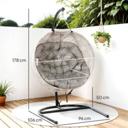 Outsunny Hanging Egg Chair Outdoor Indoor Swing Chair, Folding Basket, Sand - thumbnail 3