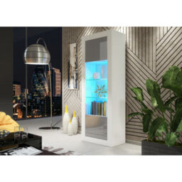 Creative Furniture Illume Display Cabinet 170Cm - White & Grey Gloss Doors And Led Lights - thumbnail 5