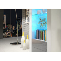Creative Furniture Illume Display Cabinet 170Cm - White & Grey Gloss Doors And Led Lights - thumbnail 4