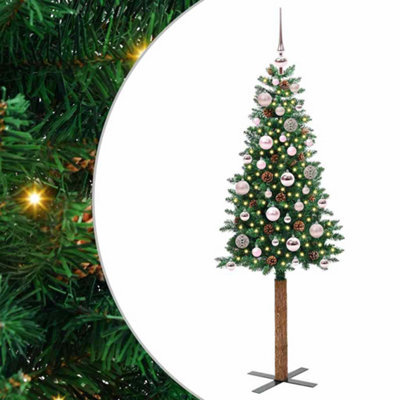 Vidaxl Slim Christmas Tree Green 150 Cm Pvc And Solid Pine Wood - image 1