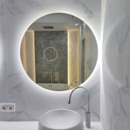 Fino Stone Alcala Heated Anti-Fog 80Cm Round Led Bathroom Mirror