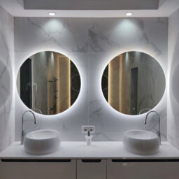 Fino Stone Alcala Heated Anti-Fog 80Cm Round Led Bathroom Mirror - thumbnail 3