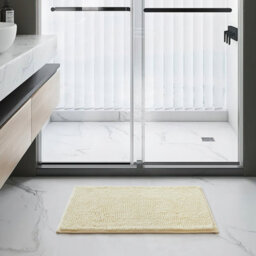 Ameha Cream Chenille Mat 50X80Cm, Extra Soft, Non-Slip, Absorbent Bath Rug & Doormat