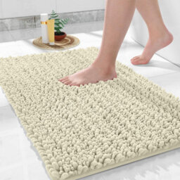 Ameha Cream Chenille Mat 50X80Cm, Extra Soft, Non-Slip, Absorbent Bath Rug & Doormat - thumbnail 2