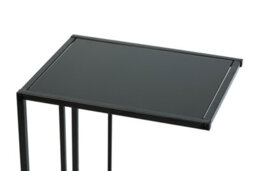 Spot On Dealz C Shaped Side Sofa Table Black Metal Frame With Black Tempered Glass Top Coffee, Office Table Laptop Desk Living Room - thumbnail 5