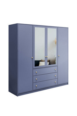 Arte Fresh Light Blue Siena Ii D4 Wardrobe 196Cm - Spacious Storage & Mirrored Accents - image 1