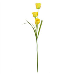 Leaf Pack Of 6 X 80Cm Artificial Tulip Yellow Stem - thumbnail 3